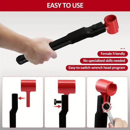 Six-in-One Door Hinge Gap Adjustment Wrench Set with Steel Bender Handle and Six Size Heads