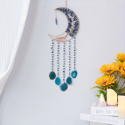 Dreamcatcher Moon Suncatcher Wall Hanging – Handmade Boho Wind Chime Pendant for Indoor Outdoor Garden, Courtyard & Party Decor – Christmas & Birthday Gift
