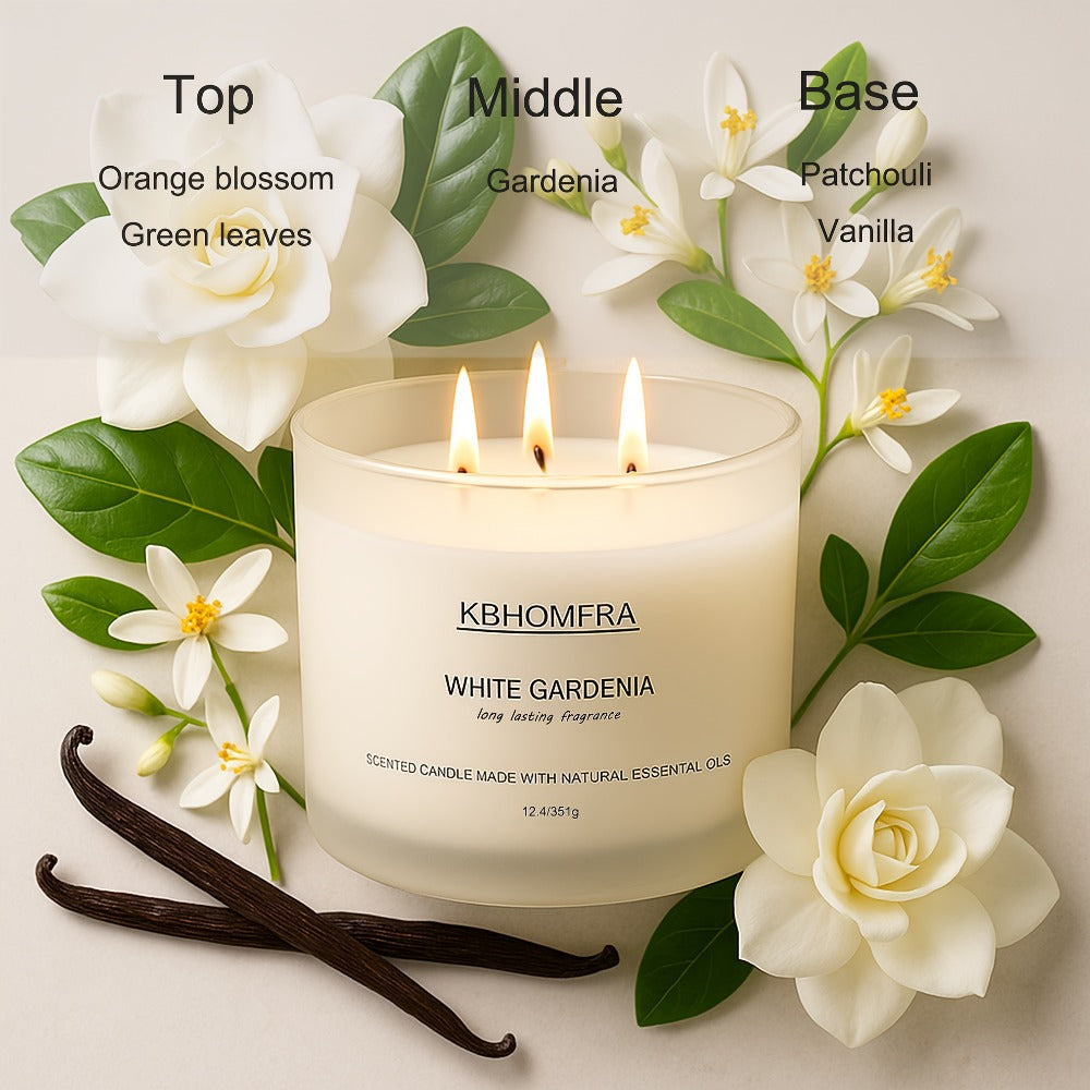 12.4oz Candle with Three Cotton Wicks, Wide Glass Jar, Gift Box and Six Fragrance Selections