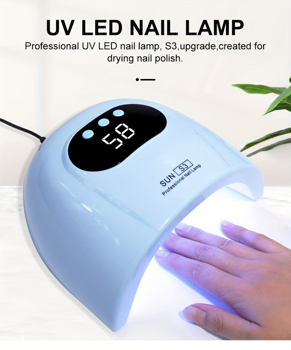 Gel Polish Curing Light USB Nail Dryer Lamp with LCD Display - Professional Nail Art Drying Lamp for All Gel Polish Manicure Pedicure Home Salon Tool, Pink White Blue