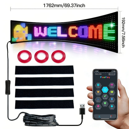 LED Matrix Panel Flexible Programmable Display - Bluetooth APP Control, USB Powered DIY LED Sign Board, Custom Text & Animation for Store Car Hotel Holiday Decoration
