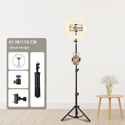 10- or 12-Inch USB Ring Light with Floor Tripod, Center Phone Holder and Three-Color Model Options