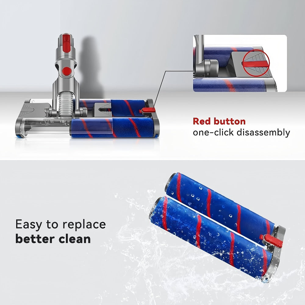 Dyson Replacement Brush Head Double Roller Compatible with V7 V8 V10 V11 V15 360° Swivel Hard Floor Vacuum Cleaner Attachment