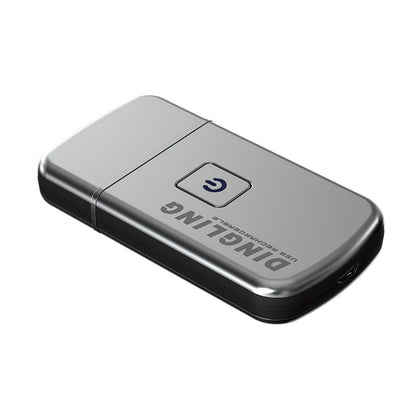 Silver Card-Style Foil Electric Shaver with USB Charging Cable, Cleaning Brush and 3.6-Inch Length