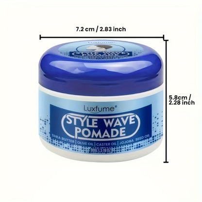 Wave Pomade Strong Hold & Edge Control 3.18oz 2-Pack - Luxfume Non-Greasy Hair Styling Cream with Natural Botanical Extracts, 360 Waves, Easy Wash Out, All Hair Types