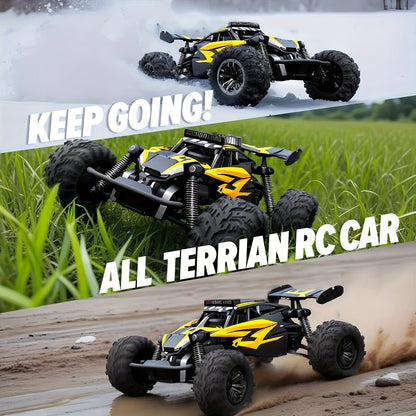 Remote Control Car, 1:18 Scale Alloy Monster Truck with 2.4GHz Control, LED Headlights and Red or Yellow Finish