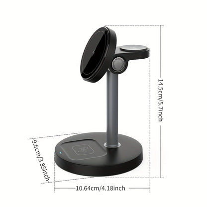 3-in-1 Wireless Charging Station 6 Colors Fast Qi Charger for iPhone 17/16/15/14/13/12, Apple Watch Ultra/Series 11/10/9/SE & AirPods 4/3/2 Pro – Anti-Slip Foreign Object Detection | Pink White Black Purple Green Blue