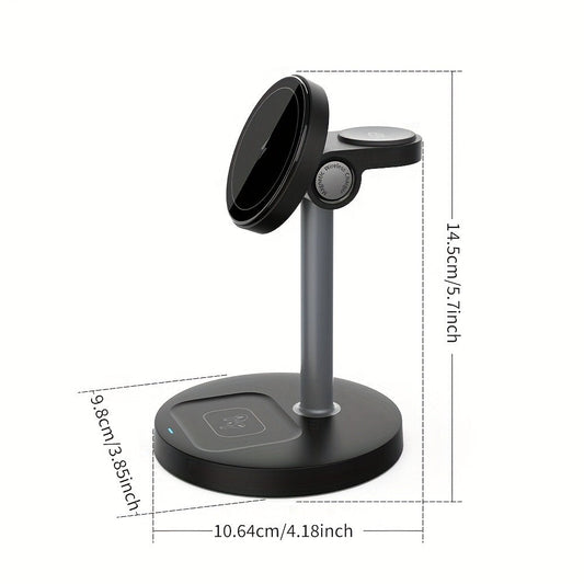 3-in-1 Wireless Charging Station 6 Colors Fast Qi Charger for iPhone 17/16/15/14/13/12, Apple Watch Ultra/Series 11/10/9/SE & AirPods 4/3/2 Pro – Anti-Slip Foreign Object Detection | Pink White Black Purple Green Blue