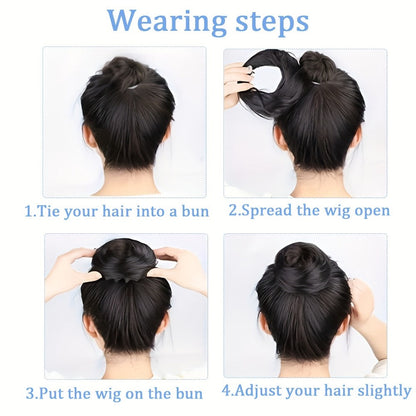 Hair Accessories Four-Inch Curly Bun Hair Piece in Six Synthetic Fiber Colors for Updo Styling