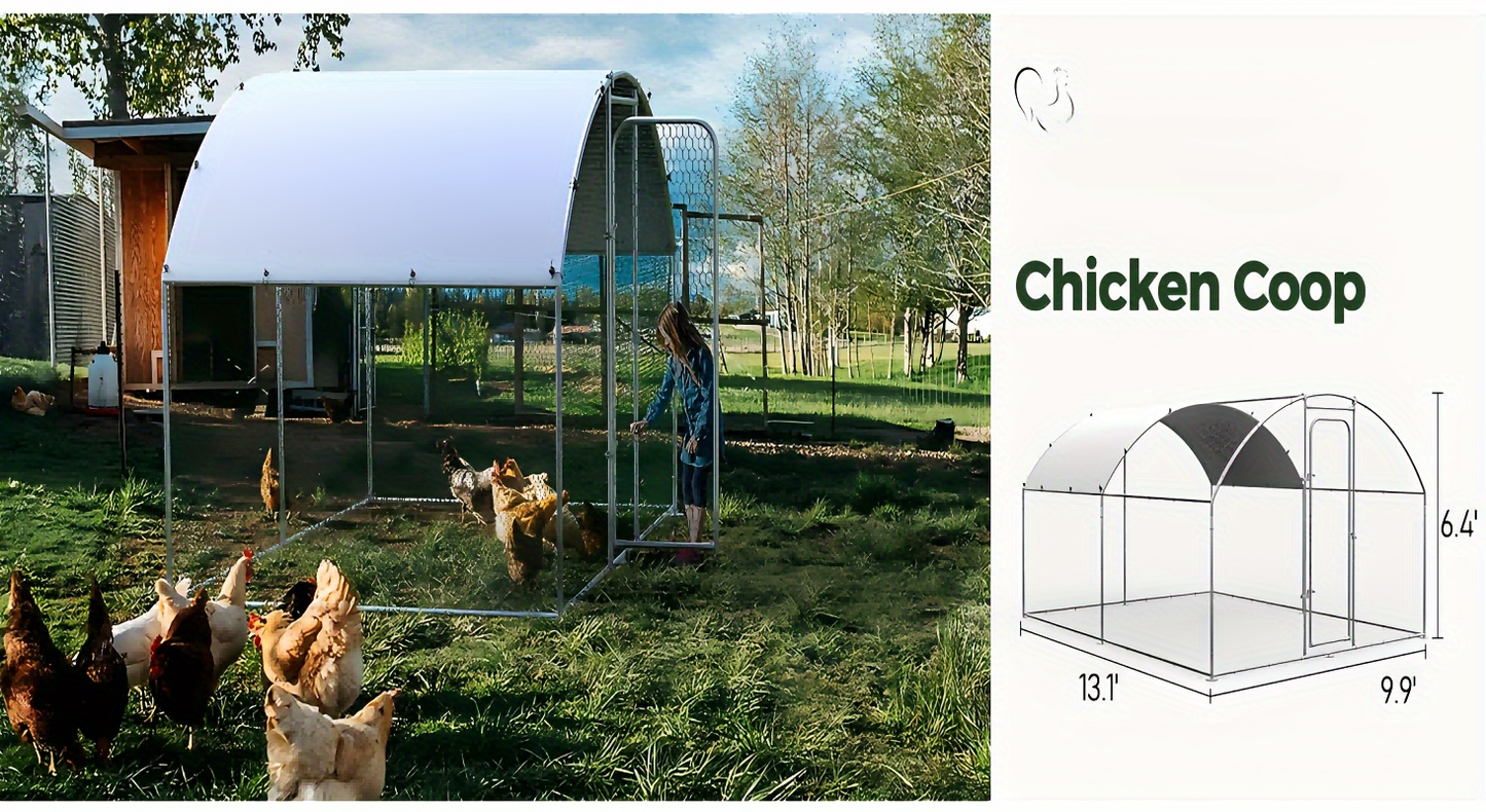 Walk-in Chicken Pen Large Metal Outdoor Poultry Enclosure Waterproof UV-Resistant Cover Heavy-Duty Yard Cage for Chickens Ducks Rabbits 3 Sizes Available