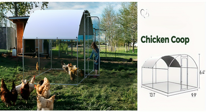 Walk-in Chicken Pen Large Metal Outdoor Poultry Enclosure Waterproof UV-Resistant Cover Heavy-Duty Yard Cage for Chickens Ducks Rabbits 3 Sizes Available
