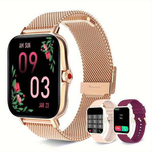 Women's Smartwatch with Voice Assistant, Message Alerts, Sport Modes and Dual Silicone Straps