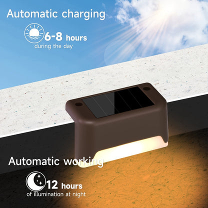 Solar Step Lights IP65 Waterproof – LED Deck Lights for Outdoor Stairs, Fence & Pathway, Auto On/Off Dusk to Dawn, 12-Hour Night Lighting for Garden, Patio, Driveway & Commercial Spaces