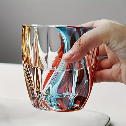 Hand-Painted Crystal Wine Glass 150ml – Czech Crystal Three-Color Luxury Short Cup for Red Wine & Whiskey – Artistic Decorative Glassware – Stylish Home Bar & Entertaining Gift