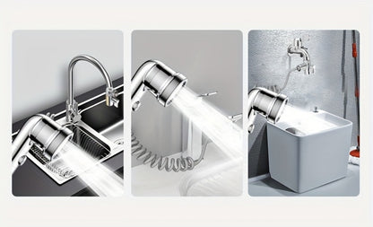 Faucet Extender Pull-Out Retractable Showerhead for Washbasin - Hot & Cold Compatible Hair Washing Sink Sprayer, Basin Extension Attachment for Bathroom Sink, 1-Speed & 3-Speed Options