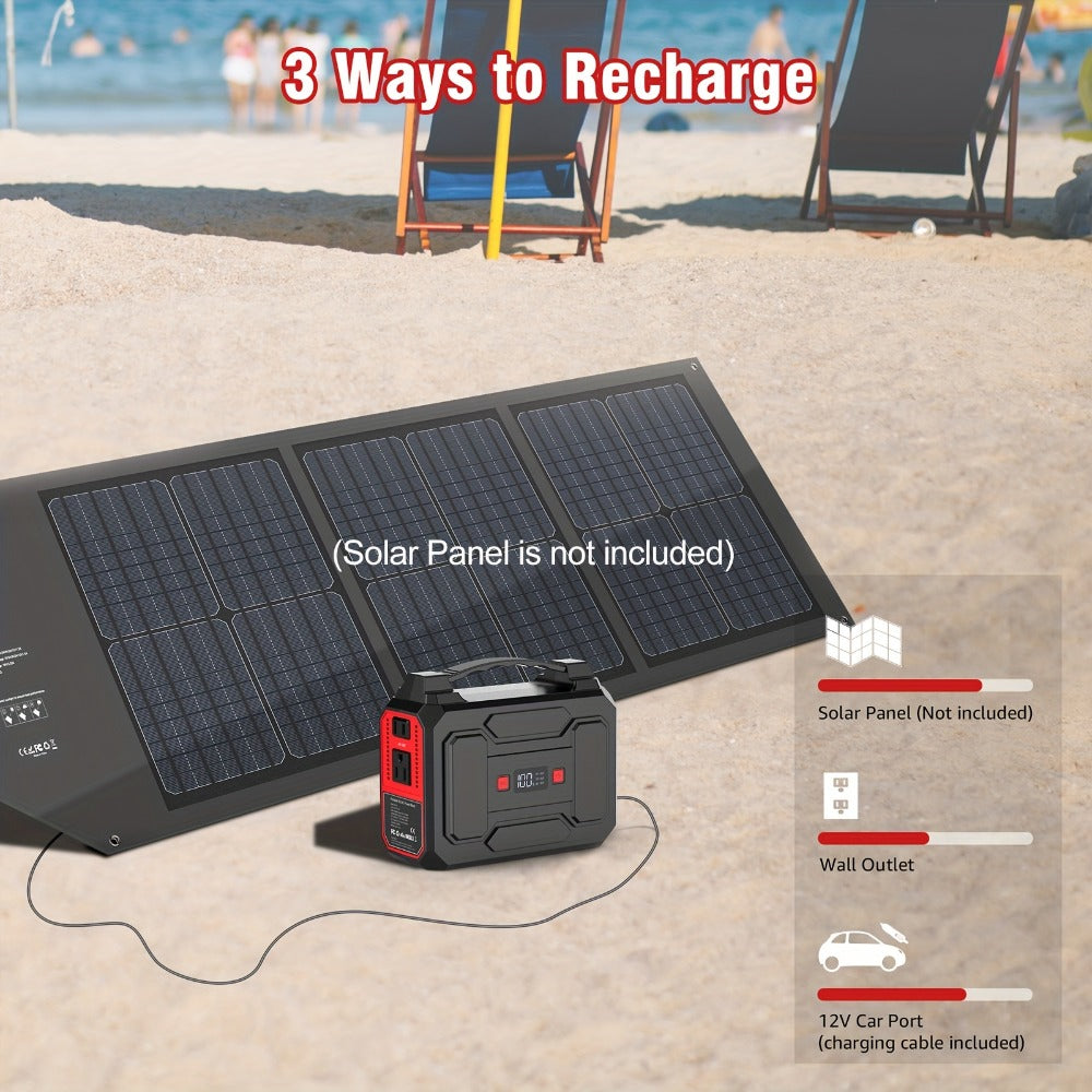 Portable Power Station 256Wh 300W Compact Unit with AC, DC, USB Outputs and Multi-Mode LED Light