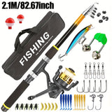 Yellow rod 82.68inch + fishing reel with line + accessories box + bag