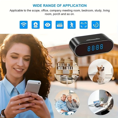 1080P WiFi Clock Camera Battery Powered, Hidden Nanny Cam with 64GB Memory Card Included, Night Vision, Motion Detection, Loop Recording, 2.4GHz Wireless, Remote Live View for Home Office Warehouse
