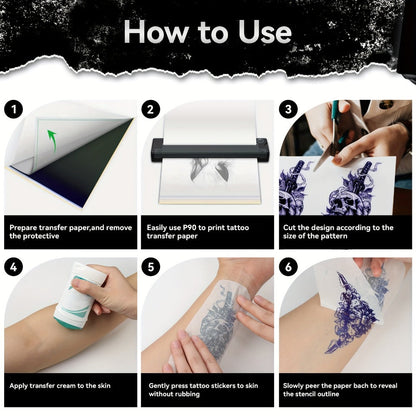 Forty-Sheet A4 Tattoo Transfer Paper Pack with Four-Layer Pictured Construction for Stencil Preparation