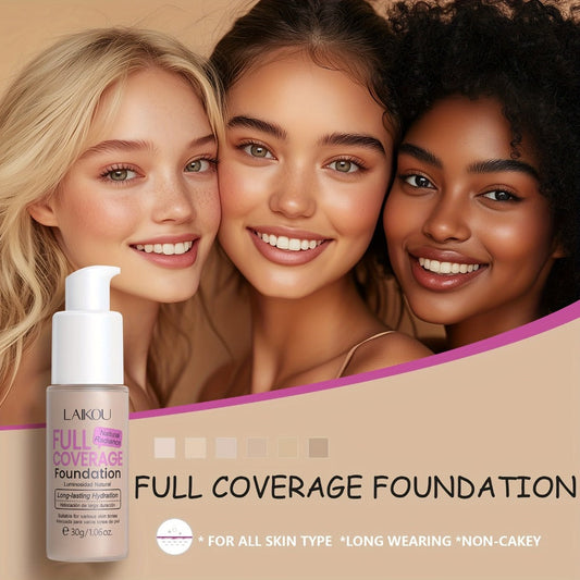 Hydrating Foundation 2 Pack Full Coverage Waterproof Long Lasting Hyaluronic Acid Pear Powder Invisible Pores Flawless Skin 6 Shades Ivory to Tan for Women Daily Office