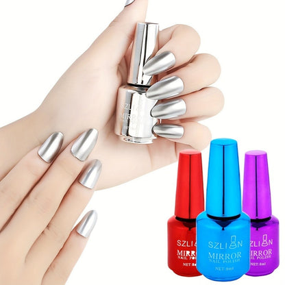 Gel Nail Polish Liner Set with 12 Mirror Chrome Colors and Built-In Thin Art Brushes for Detailed Nail Art