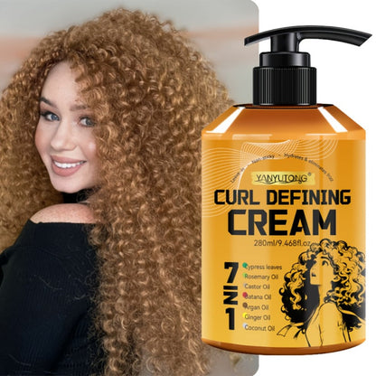 Curl Defining Cream 7-in-1 with Argan Oil & Rosemary Oil 280ml — Frizz Control, Natural Fluffiness & Long-Lasting Hold for Wavy, Curly &