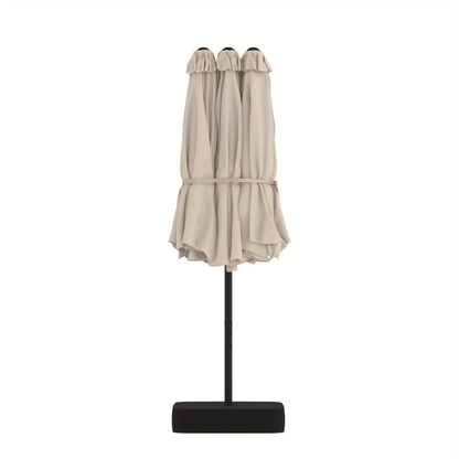 Large Patio Umbrella 15FT Double-Sided Rectangular with LED & Base