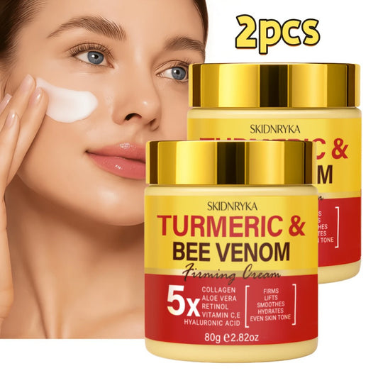 Face Cream Turmeric Bee Venom Two-Piece Day and Night Set with Hyaluronic Acid, Collagen and Vitamins C and E