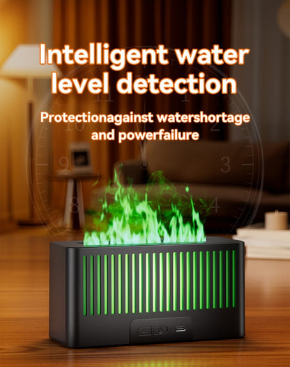 Flame Humidifier with 7-Color Simulated Fire Effect | USB Aromatherapy Essential Oil Diffuser & Cool Mist Humidifier for Living Room, Bedroom & Office | Atmosphere Decor Gift | Black & White