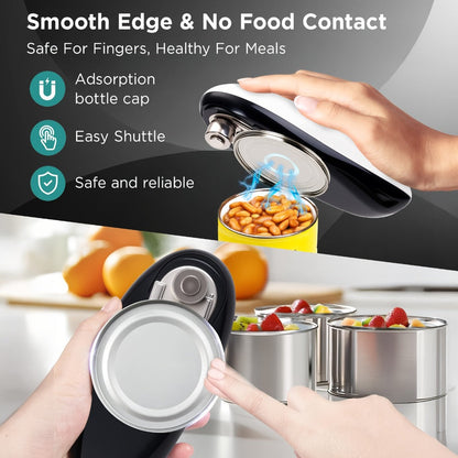 Electric Can Opener One Touch – Automatic 360° Rotation for All Can Sizes, Smooth Safe Edge, Battery Operated, Ideal for Seniors & Arthritic Hands, Kitchen Gadget