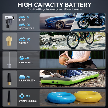 Jump Starter with Air Compressor 9000A Peak 10-in-1 150 PSI for All Gas 10L Diesel 12V USB USB-C Digital Display LED 10 Safety Protections Power Bank