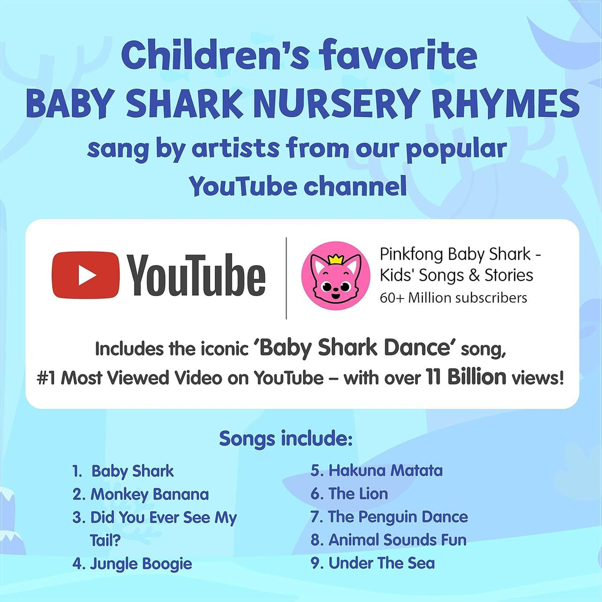 Baby Shark Sound Book for Toddlers, Pinkfong 10-Button Interactive Animal Songs Sing-Along Nursery Rhymes Learning Book Kids Ages 1-3