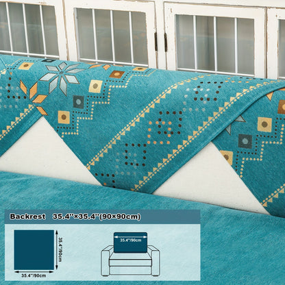 Sofa Cover Bohemian Geometric Panels for 1 to 4 Seats, Armrest or Backrest in Five Color Options