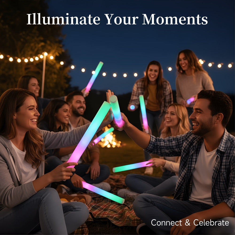 Foam Glow Sticks Set 103pcs 70pcs 40pcs – LED Light Up Foam Sticks 3 Flashing Modes Assorted Colors Bulk Pack for Party Wedding Birthday Concert Rave Glow Night Event