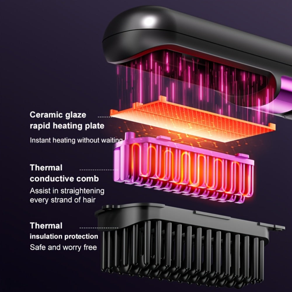 Cordless Hair Straightening Brush Family with 2000mAh or 3600mAh Labels and Four Accessory Set Options