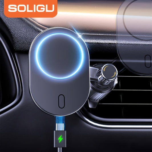 Magnetic Wireless Car Charger Phone Mount 15W Fast Charging – 360° Rotation Air Vent Car Phone Holder Compatible with iPhone 16 / 15 / 14 / 13 / 12 Series | MagSafe-Style Magnetic Car Charger