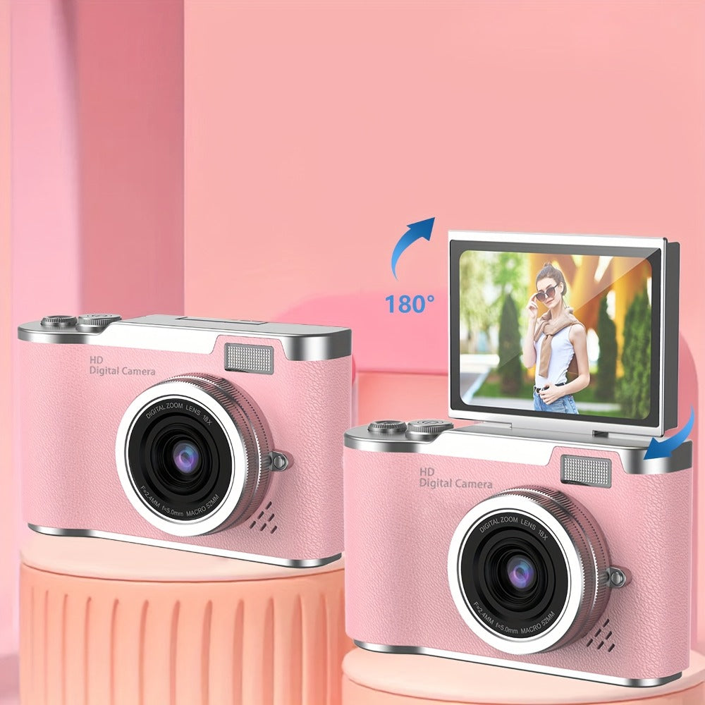 Digital Camera 1080P Model LK007 with 2.4-Inch Flip Screen, 32GB Card, Rechargeable Battery and Three Colors