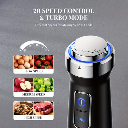 Display-Control Immersion Blender Set with 20 Speeds, Turbo Mode and Six- or Seven-Piece Options