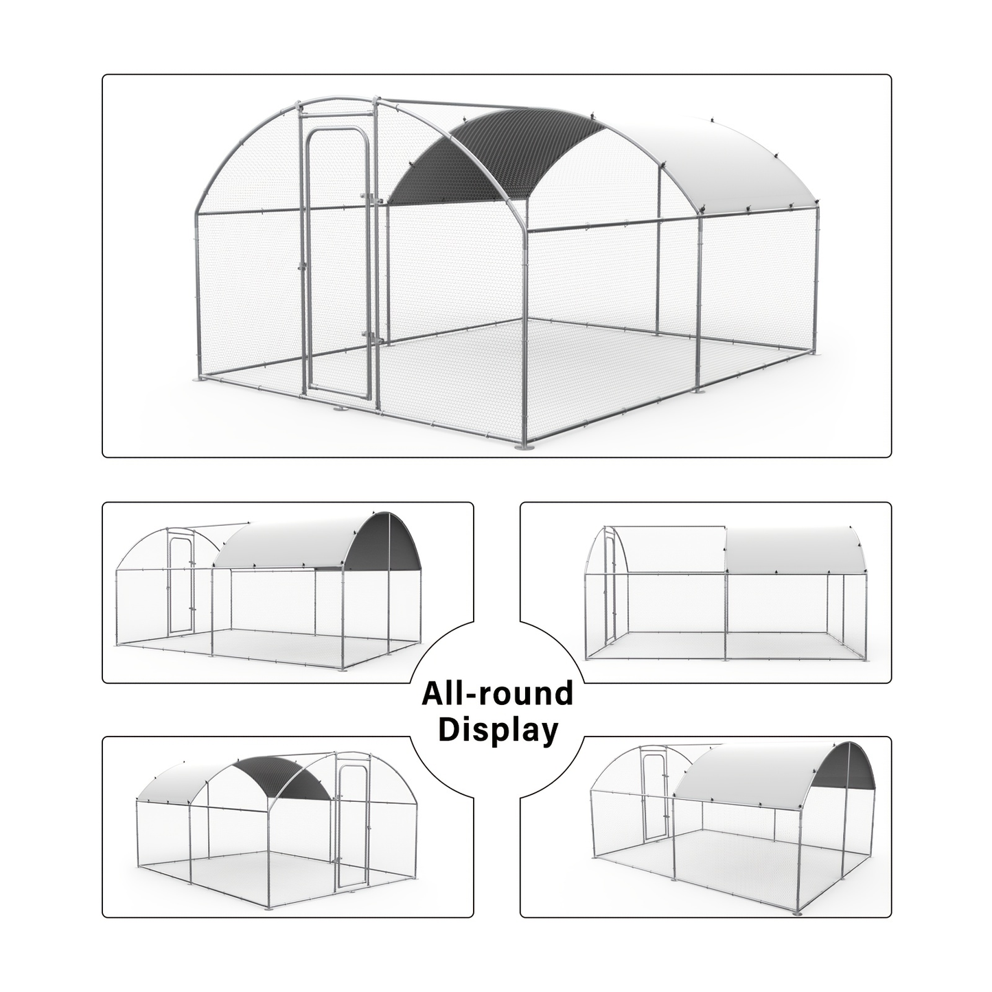 Walk-in Chicken Pen Large Metal Outdoor Poultry Enclosure Waterproof UV-Resistant Cover Heavy-Duty Yard Cage for Chickens Ducks Rabbits 3 Sizes Available