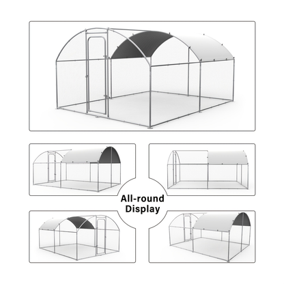 Walk-in Chicken Pen Large Metal Outdoor Poultry Enclosure Waterproof UV-Resistant Cover Heavy-Duty Yard Cage for Chickens Ducks Rabbits 3 Sizes Available
