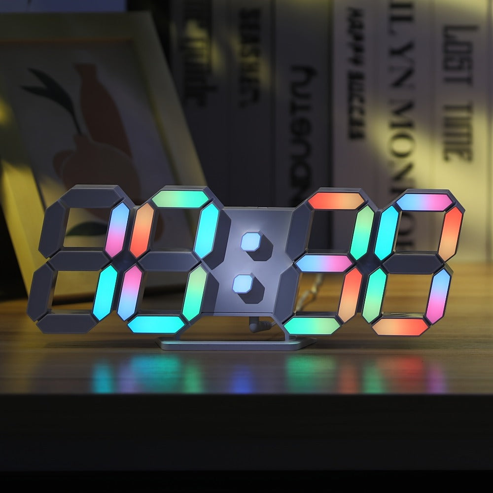 9.7-Inch RGB LED Wall and Desk Clock with Remote, Alarm, Date, Temperature and USB Power Cable