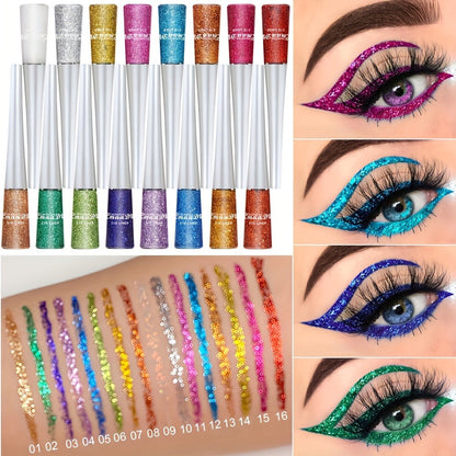Glitter Liquid Eyeliner Set 16 Colors water-resistant Shimmer Metallic Eye Liner Pen Kit – extended-wear Smudge-Proof Sparkle Eye Makeup