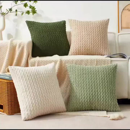Double-Sided Plush Throw Pillow Covers, Four-Piece Set in 18 x 18 or 20 x 20-Inch Sizes and Four Colors