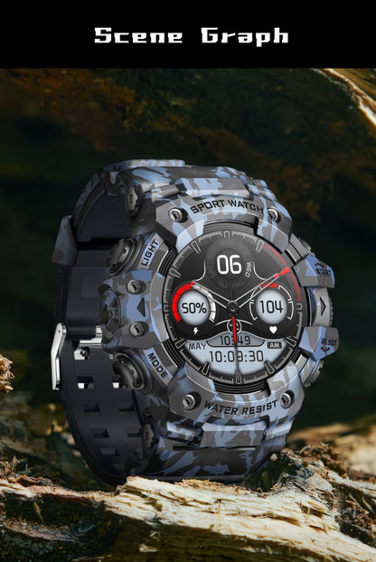 Smartwatch for Men 1.32 Inch Tactical Watch with LED Flashlight, SOS and 100+ Sport Modes in Eleven Colors