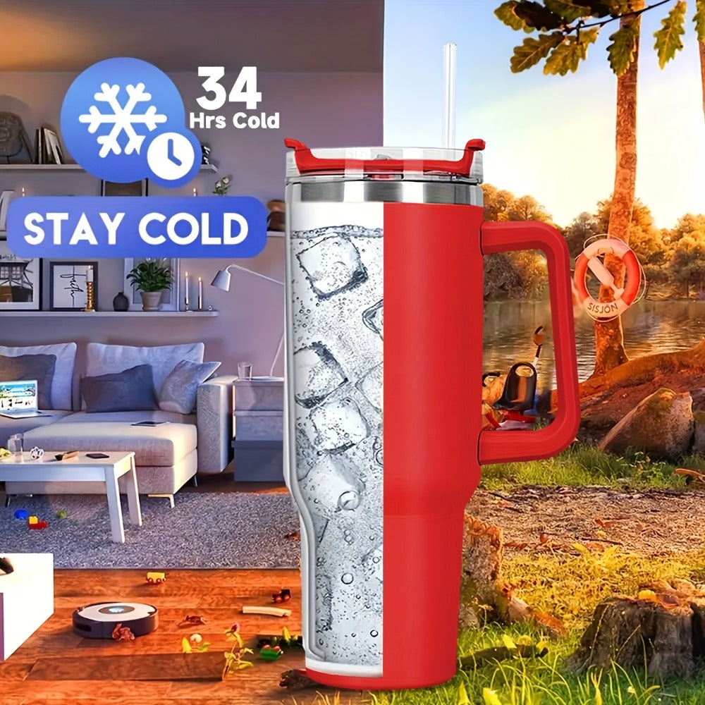 Insulated Water Bottle, 40oz Stainless Steel Drink Container with Lid, Straw and Six Color Choices