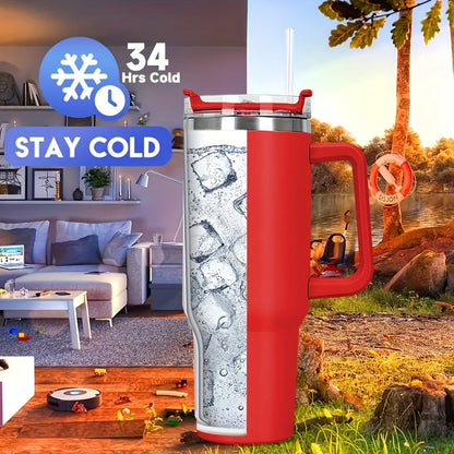 Insulated Water Bottle, 40oz Stainless Steel Drink Container with Lid, Straw and Six Color Choices