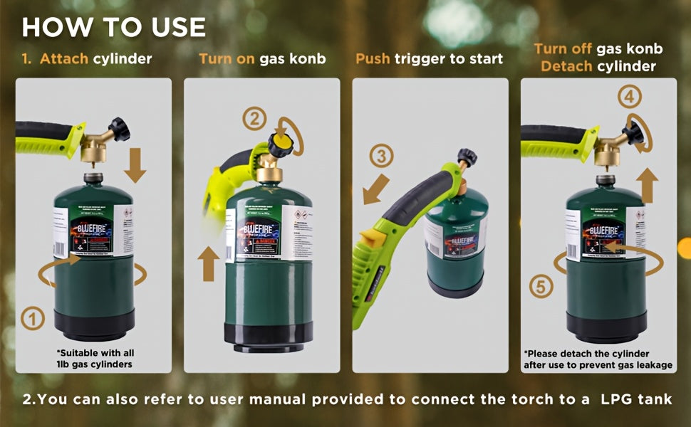 Propane Weed Torch | Flame Weeder Ice Melter Outdoor Roof Driveway