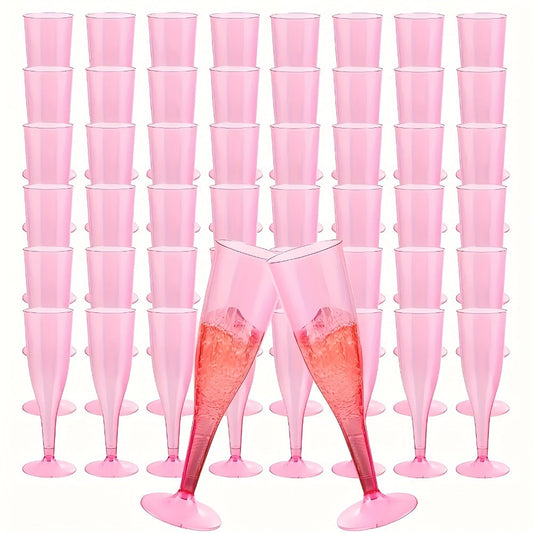 Pink Plastic Champagne Glasses Disposable 25 50 Pack – BPA-Free PS Mimosa Cups Pink Plastic Wine Glasses for Wedding Bridal Shower Cocktail Party Outdoor Events