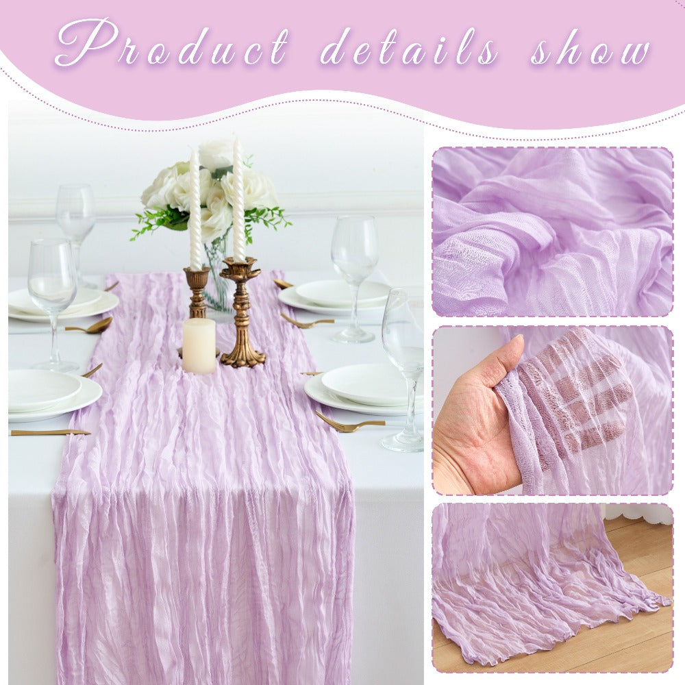 Cheesecloth Table Runner 10 Pack, 10ft Boho Wedding Table Runner for Reception, Rustic Bridal Shower, Party & Home Decor – Dusty Pink, Sage, Lavender