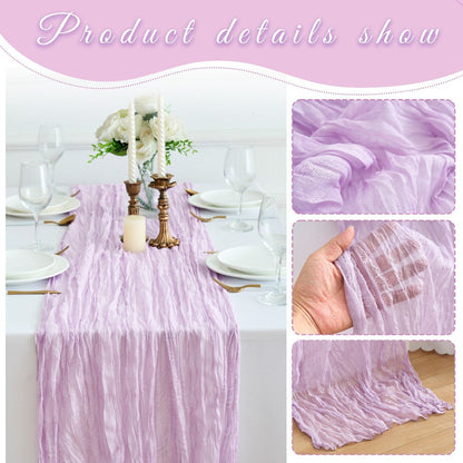 Cheesecloth Table Runner 10 Pack, 10ft Boho Wedding Table Runner for Reception, Rustic Bridal Shower, Party & Home Decor – Dusty Pink, Sage, Lavender